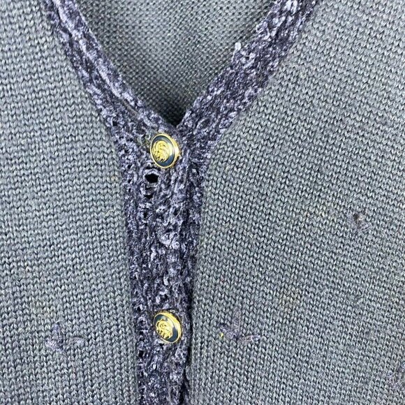 Koret Women's Blue Vintage Knit Floral Embroidered Button Up Sweater Vest US XL - Picture 7 of 12